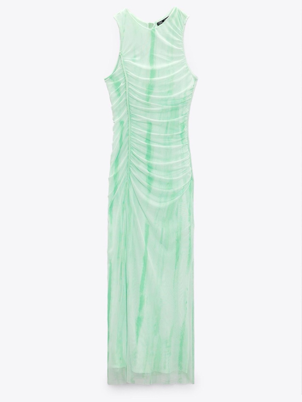 Zara Mint Green Ruched Maxi Dress
